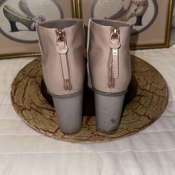 Ted Baker 10.5 41 Lorca 3 Contrast Suede Leather Mink Pink Stacked Heel Booties - Picture 6 of 11